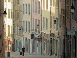 Pentes de la Croix-Rousse,Lyon,Man walking up hill,ZO Stock Footage