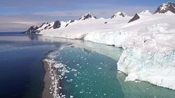 Aerial Views of Glaciers on Livingston Island, Antarctica Stock Footage