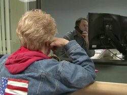 2009 MS Woman waiting as paperwork is processed by clerk in job center/ Antioch, California, USA/ AUDIO Stock Footage