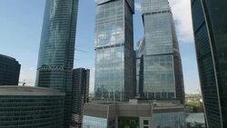 Aerial view of the Moscow International Business Center / Moscow, Russia Stock Footage