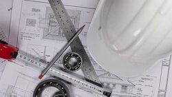 Engineering equipments on the blue prints Stock Footage