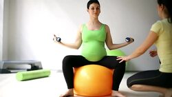 Pregnancy exercise. Stock Footage