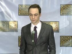 SPEECH - Jim Parsons at the 2014 Critics' Choice Television Awards Stock Footage