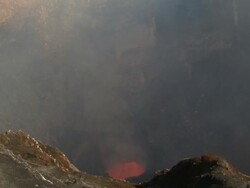 Wide shot of Marum volcano's lava lake at bottom of giant crater, Marum Volcano, Ambrym Island, Vanuatu Stock Footage