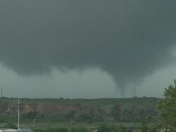 Texas Tornado Touching Down Over A Field Stock Footage