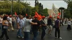 Civil servants protest slash in pay, pensions and possible job cuts News Clip