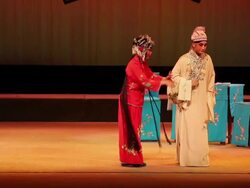 MS Artist performing qinqiang opera in theater, qinqiang is representative folk opera of northwest china AUDIO / xi'an, shaanxi, china Stock Footage