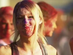 girls dancing and jumping up and down at a Hindu festival Stock Footage