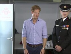 Prince Harry Visits Salford Fire Station News Clip