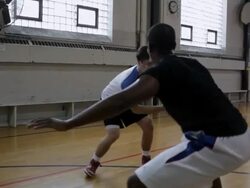 MS Two young men playing basketball against each-other  / Minneapolis, Minnesota, United States Stock Footage