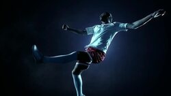 Soccer Player Kicking Ball in jump Stock Footage