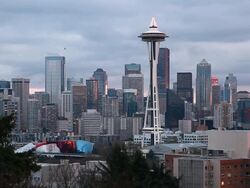 Static zoomed view of Seattle. Stock Footage