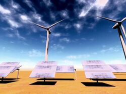 Wind turbines and solar panels footage Stock Footage