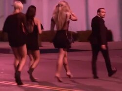 Gregory 'Gigi' Gorgeous departs from Bootsy Bellows in West Hollywood Stock Footage