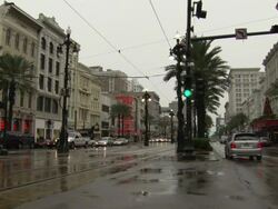 WS View of City center in rain / New Orleans, Louisiana, United States Stock Footage