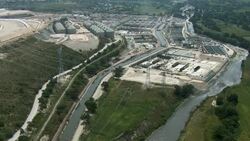 View of expansion of the Atotonilco wastewater plant in Tepoztlan, Mexico. Stock Footage