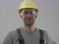Construction  worker with drilling machine Stock Footage
