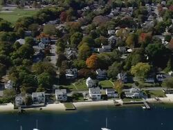 WS AERIAL View of Eugene O'Neill house ate near river / Connecticut, United States Stock Footage