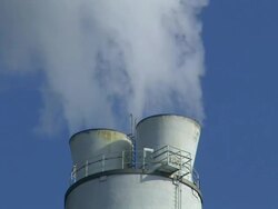 Industrial steam smokestack - 2 Views Stock Footage