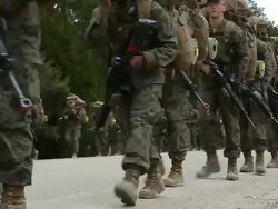 Female Marines Participate In Marine Combat Training At Camp LeJeune Stock Footage