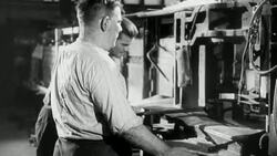 1951 MONTAGE Workers reheating glass in a furnace to make optical glass / United Kingdom Stock Footage