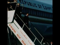 SYND 6 7 77 PRESIDENT SADAT ARRIVES IN RABAT News Clip