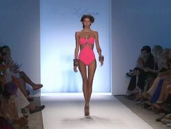 Models walk the runway during the Mara Hoffman swimwear 2012 show Stock Footage