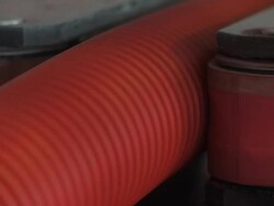 Corrugated pipe production line Stock Footage