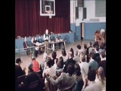 SYND 7-3-74 TOWN MEETING IN THETFORD VOTES TO IMPEACH NIXON News Clip