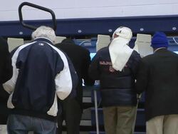 November 2, 2010 PAN Voters from the Arab community wait to cast their ballots for the midterm election at Salina School in the 14th Congressional District / Dearborn, Michigan, United States Stock Footage