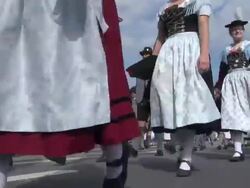MS Shot of traditional costume parade in Oktoberfest / Munich, Bavaria, Germany Stock Footage