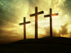 Three crosses on the Hill Stock Footage