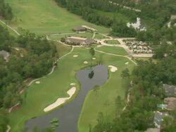 WS AERIAL ZI View of Golf Club at golf course / Texas, United States Stock Footage