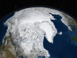 2007 Arctic Sea Ice from AMSR-E with Greenland in Foreground Stock Footage