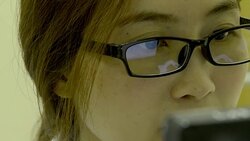 CLose up woman laboratory working on a computer Stock Footage