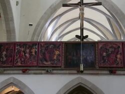 Rothenburg ob der Tauber, the Chancel screen in  the Franciscan church (Franziskanerkirche) Stock Footage