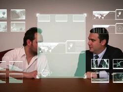 Businessmen with Touch Screen Stock Footage