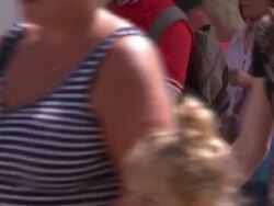 Anonymous shots of overweight and obese people walking in street News Clip