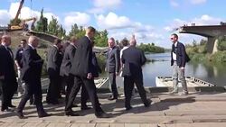 CLEAN : German French FMs make first visit to war torn east Ukraine News Clip