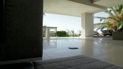 Dining table on luxury patio Stock Footage