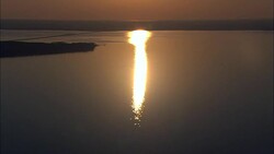 Sunset Over Roanoke Island  - Aerial View - North Carolina,  Dare County,  United States Stock Footage