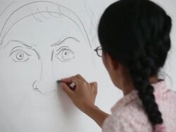 Woman Artist Oil Painting Portrait Stock Footage