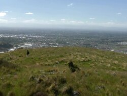 Hiker Above Christchurch New Zealand Stock Footage