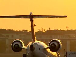 Plane in Sunset Stock Footage