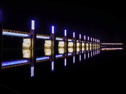 Night view of the yeoju-bo(a reservoir for irrigation) Stock Footage