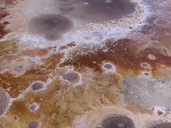 Aerial Dead Sea salt formations, Israel, southern Judea Desert Stock Footage