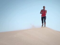 Woman doing sport desert Stock Footage