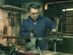 HD DOLLY: Worker Welding In Workshop Stock Footage