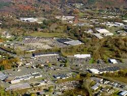 MS AERIAL ZI View of cars passing through Covered Bridge / Vermont, United States Stock Footage