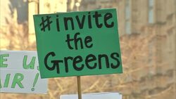 The Green Party Hold Demonstration In Westminster RE Televised Debates News Clip